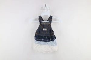 Vintage OshKosh B'Gosh Baby Size 12 Months Denim Ruffled Overalls Bibs Dress - Picture 1 of 11