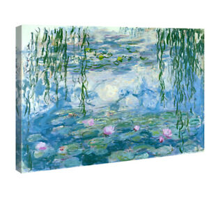 Huge Canvas Print Monet Painting Repro Home Decor Wall Art Water Lilies Framed