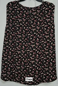Chaps Blouse, 3X, Black Floral, Sleeveless - Picture 1 of 7