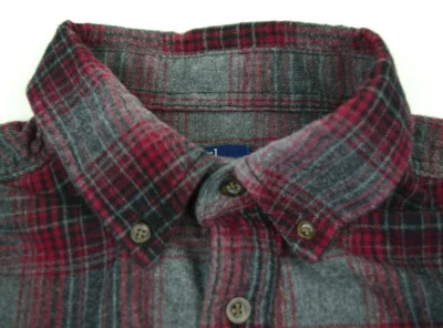 Vintage Plaid Flannel Shirt Size M/L 00s Maroon Gray Shadow Plaid Cobain Special - Image 1 of 4
