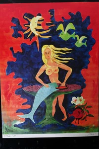 Kunstdruck von Fred Schirner " Sirene" gerahmt 38 cm x 48 cm  - Mondo Pescado - - Bild 1 von 10
