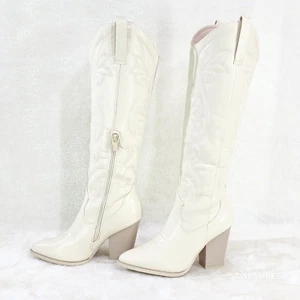 Ride On Bone Cream Country Western Cowgirl Knee Boots - Picture 1 of 9