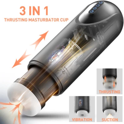 Automatic Male Masturbator Penis Pump Thrusting Sucking Vibrating Cup Lubricants - Image 1 of 4