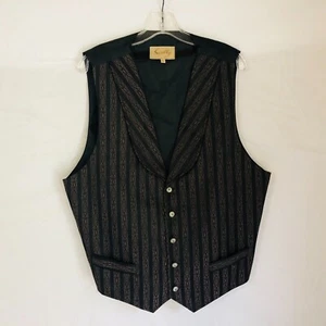 Scully Mens Brown Black Striped Geometric Metal Button Western Vest Size XL - Picture 1 of 6