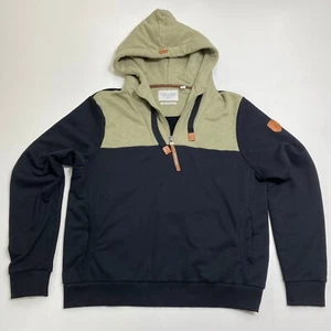 Wanakome 1/4 Zip Pullover Hoodie Mens XL Black Green Colorblock Cotton Blend - Picture 1 of 14