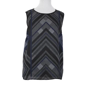 Top Anne Carson NUOVO taglia 2x nero bianco navy trasparente senza maniche 100% poliestere - Foto 1 di 15