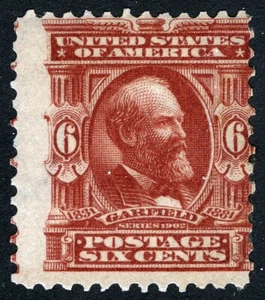 US Sc 305 Claret 6¢ 1902 p.12 DLWm Original Gum Light Hinge - Imagen 1 de 1