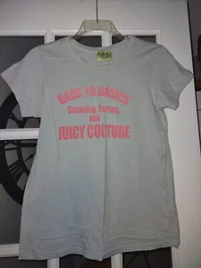 RARE Y2K VINTAGE Juicy Couture Graphic Tee Shirt Gray Basics Shopping Surfing - Picture 1 of 3