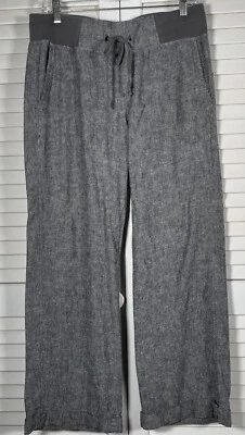 Soho New York&Co Pantalones de Lino Para Mujer M Gris Cordón Cintura Banda Ancha Comodidad Foto 1 de 4