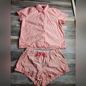 J. Crew Pigiama Pigiama Pigiama Donna Medium Shorties Set Rosa Corallo - Foto 1 di 5