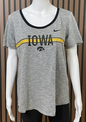 Nike Dri-Fit Women's L Gray T-Shirt Cotton Iowa Hawkeyes Football Team Athletic - Image 1 of 4