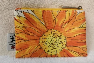Vera Neumann Clinique Sunflower Zipper 3.5"x5" Makeup Bag Ladybug Lining - Picture 1 of 6