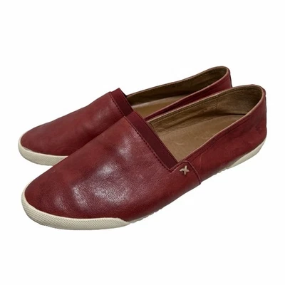 Tênis FRYE Feminino Melanie Slip On Couro Tamanho 8 Vermelho Plano Balé Western Boho - Imagem 1 de 4