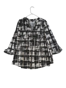 Top tunica donna Cocomo 1X bianco e nero pull over manica a 3/4 - Foto 1 di 10