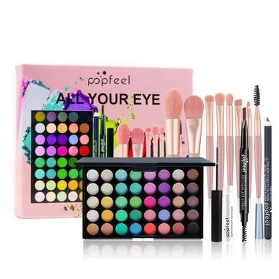 40 Colors  Eyeshadow Eye Shadow Powder with Brush Eyebrow Pencil Palette Makeup - Image 1 of 4