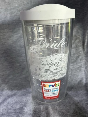 Detalhe de renda branca noiva, copo Tervis, copo quente e frio 16 oz - Imagem 1 de 4