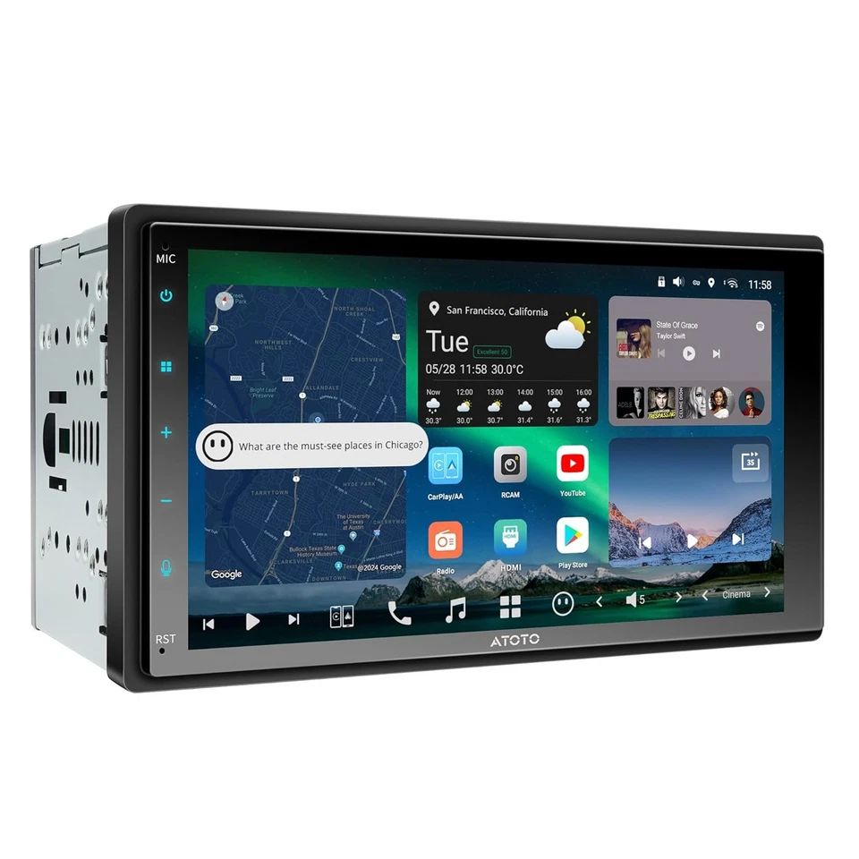 ATOTO X10 7in 2DIN AI Android Car Stereo Android13 Wireless Carplay 8G+128G GPS