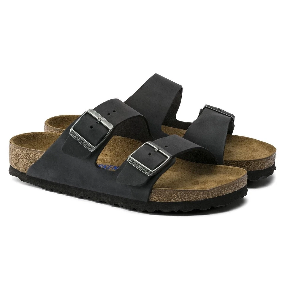 Birkenstock Men Arizona Black Oiled Leather Sandals Slip on Slides 552111 12