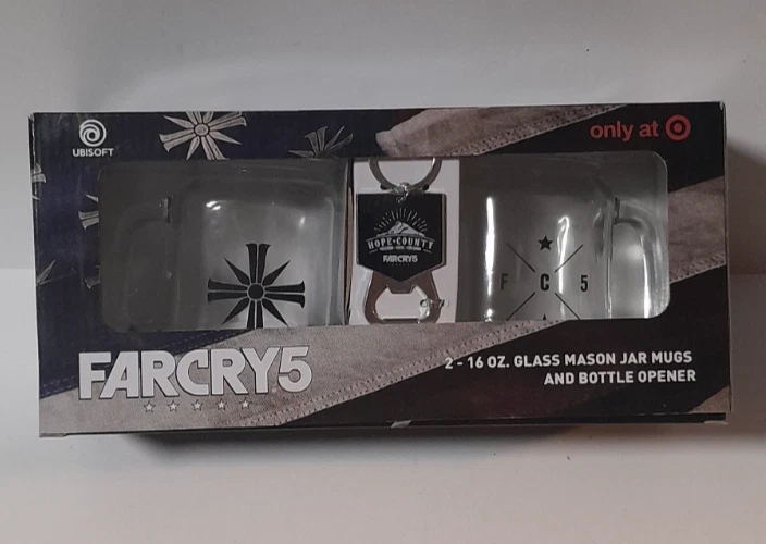 Far Cry 5 Mason Jar Mugs and Bottle Opener 16 oz Set of 2 Target Limited Edition