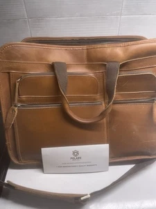Polare Original Full Grain Leather Laptop Briefcase Messenger Bag - Picture 1 of 9