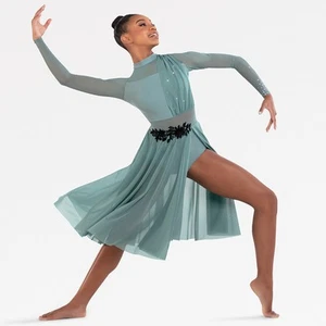 Dance Costume Large Child Green Revolution RC22811 Contemporary Rhinestone Dress - Picture 1 of 2