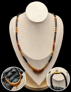 24" Collection Hook Agate Coconut Shell Gala Prayer Beads Necklace Amulet CK408 - Picture 1 of 8
