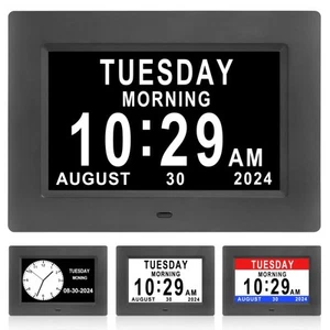 Dementia Clocks for Seniors,7 Inch Clock with Day and Date for Elderly,12 Alarms - Picture 1 of 8