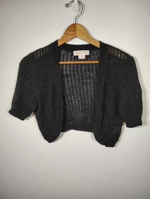 Suéter Michael Kors Bolero Encogido de hombros Negro Red Lino Mezcla Algodón Pequeño Foto 1 de 4