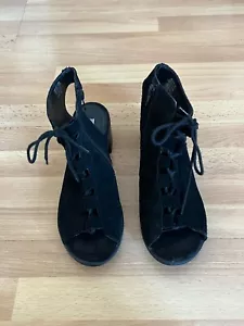 Größe: 7,5 Steve Madden - schwarze Schnürstiefeletten Peeptoe Damen - Bild 1 von 3