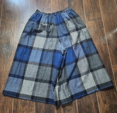 Centry Boston Vintage Cullottes Pants Blue Plaid Size 14 Vintage Gaucho - Image 1 of 4