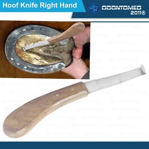 Cuchillo de 6 pezuñas hoja ancha derecha herrador caballo equino cabra mango de madera acero - Imagen 1 de 3