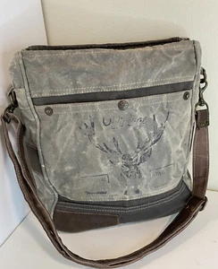 MYRA *Algodon Baumwolle/Leder Handtasche Crossbody Schultertasche Vintage Hirsch Camp Look - Bild 1 von 12