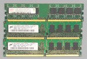 Desktop DDR2 Micron 256MBx2 400Mhz + Hynix 512MBx1 667Mhz - Lot of 3 DIMMs - Picture 1 of 4