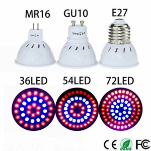 GU10 E27 MR16 36/54/72LED Full Spectrum Grow Light Bulb Plant Bulb Garden Supply - Picture 1 of 22
