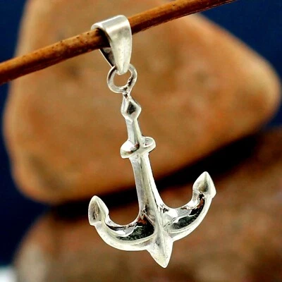 Ciondolo ancora in argento 925 semplice fatto a mano per tutti i giorni gioie... - Immagine 1 di 4