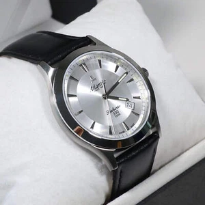 Atlantic Seahunter 330 Silver Dial Black Leather Strap Men's Watch 71360.41.21 - Picture 1 of 9