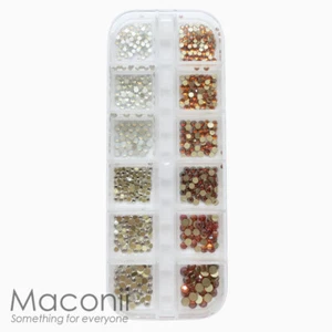 Nail Art Box Set #10 Flat Back Rhinestone White Opal Clear Crystal Amber Gold - Picture 1 of 6