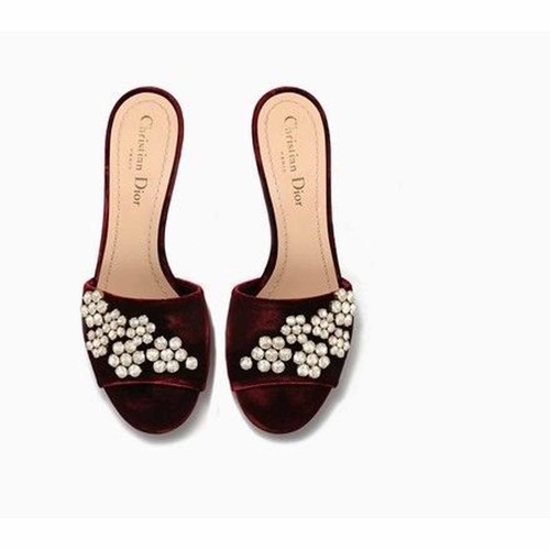 Christian Dior Soul Mule Strass Velluto Borgogna Swarovski KCQ067VEV 38 5