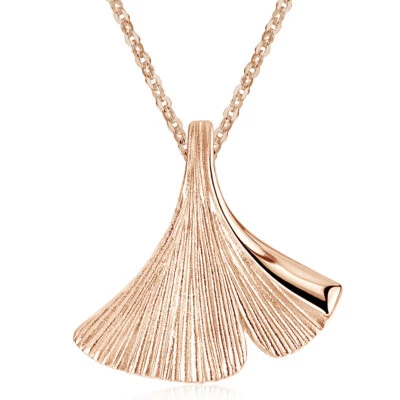 Materia Ginkgo Rosegold Anhänger - Damen Schmuck Ginkgoblatt 925 Silber rosé - Bild 1 von 4
