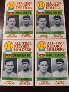 (4) 1979 TOPPS BASEBALL 418 DUTCH LEONARD/WALTER JOHNSON NM 