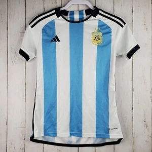 Adidas Argentina Youth Size Small 8-10 White Blue 3-Star Winners Home Jersey GUC - Picture 1 of 11