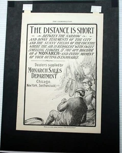 Vintage 1901 Monarch Bicycles Cosmo Full Page ad mounted & framed Picnic Dating - Bild 1 von 2