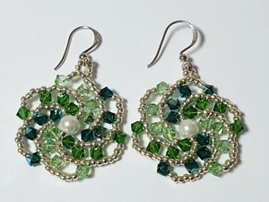 Bastelset Ohrringe Twister Grün mit Swarovski Elements und Silber DiY Schmuck - Bild 1 von 13