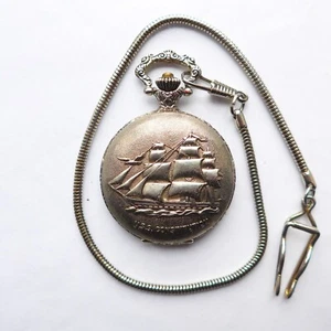 solide HERREN TASCHENUHR, Ankerhemmung, Sprungdeckel, Kette, gute Funktion - Bild 1 von 6