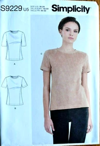 SIMPLICITY PATTERN 9229 TEE SHIRT KNIT MISSES SIZES 16 18 20 22 24 UNCUT NEW - Picture 1 of 2