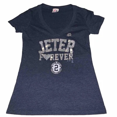 New York Yankees Majestic Brand Jeter Forever Gráfico Cuello en V Talla S Azul Marino Foto 1 de 4