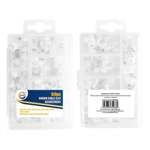 64x Round Plastic Hose Cable Clips + Nail - Mounting Clamps Plugs Assorted Sizes - Picture 1 of 1