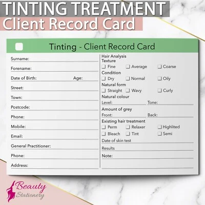 BEAUTY STATIONERY Tönung Kundenkarte Behandlung Beratung Schönheitssalons Spa A6