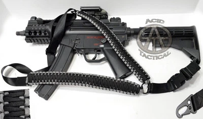 ACID TACTICAL Tactical 550 Paracord Rifle Gun Sling Single Point Airsoft - 34" (Gray / Black)