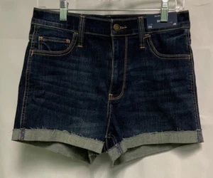 Hollister Cuffed Denim Shorts Med Wash Blue Jean Stretch High Rise Size 11 W30 - Picture 1 of 3